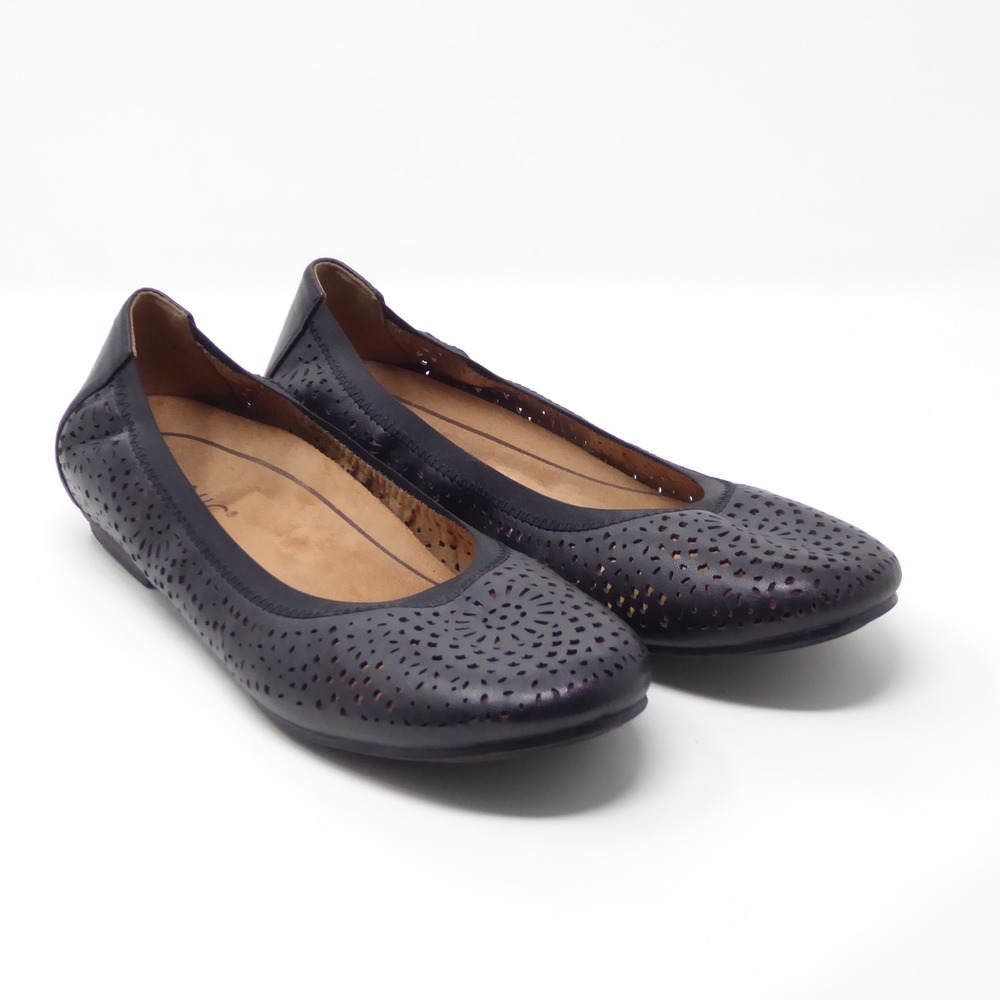 Vionic Black Perforated Slip-On Ballet Flats